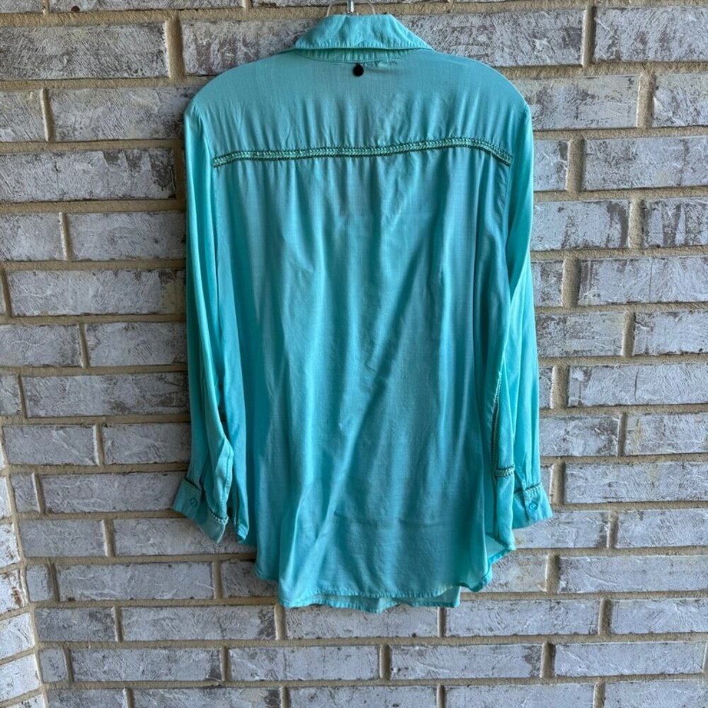 Soft Surroundings Long Sleeve 1/2 Button Collared Blouse / Cami Women's Size M. - Picture 2 of 10